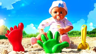 Baby Annabell doll goes for a walk Toy stroller for Baby Born doll Playground for baby dolls Toys [upl. by Kial]