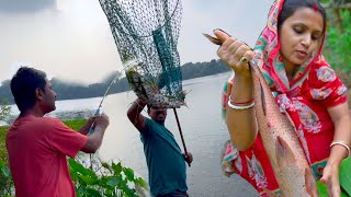 এই প্রথম কয়লা খাদান থেকে বড় মাছ ধরে রান্না করে খাওয়া  Coal mine big rui fish catch and cook [upl. by Rog434]