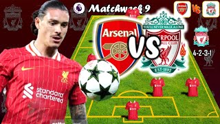 Arsenal VS Liverpool  Liverpool Potential Starting Lineup Premier League 2024 Matchweek 9 [upl. by Ivette66]