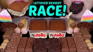 ASMR LEFTOVER DESSERT RACE RAINBOW COTTON CANDY ROLL TIRAMISU MINI DARK DOVE ICE CREAM KINDER 먹방 [upl. by Gelasias]