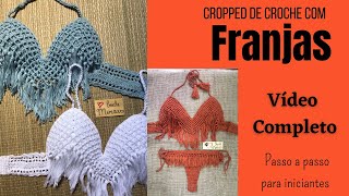 ❤️TopCropped frente única de crochê com franja  passo a passo para iniciantes [upl. by Kapor]