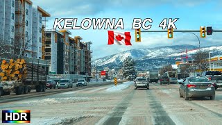 Driving Kelowna BC Canada 4K HDR  After Snow Storm 2024 [upl. by Monie]