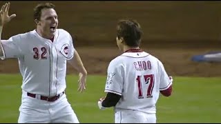 Devin Mesoraco amp ShinSoo Choo backtoback HR to walk off Kimbrel 5713 Braves at Cincinnati Reds [upl. by Selinda]