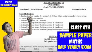 Class6 Maths  Half Yearly Exam Question Paper  Cbse Sample Paper Session 202324 [upl. by Tindall819]