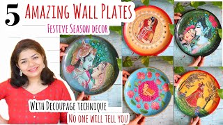 5 AMAZING DECOUPAGE WALL PLATES FOR 🪔 FESTIVE SEASON 🪔  ✨GIFT FOR MY SISTER ❤️  diywithkanchan [upl. by Eiddet]