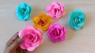 How to make Realistic Easy paper Roses  Paper flower DIY Rose flower making [upl. by Hpotsirhc]