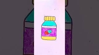 Pill Bottle Health Care Easy Drawing art drawing shortsviral [upl. by Elimaj]