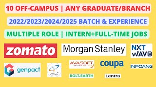 10 Off Campus  2022202320242025 batch amp Experience Multiple role [upl. by Dempster]