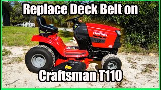 Replace The Deck Belt on This Craftsman T110 42quot Riding Lawnmower [upl. by Magel]