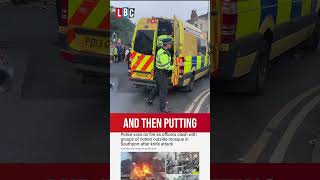 Police van set on fire by rioters in Southport  LBC [upl. by Mcgrath856]