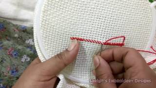 How to make Cross Stitch Tutorial In Hindi  Sarbjits Embroidery Designs [upl. by Hnib]