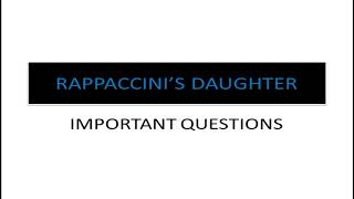 Rappacciniquots Daughter story Important questions  ADA Part 1BA Part 1Get Corrected [upl. by Sibyls194]