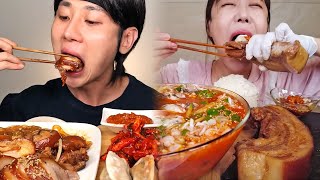 Real Mukbang Compilation – The Best Korean Pork 삼겹살 Combos Ever [upl. by Ekralc]