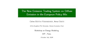 The New Emission Trading System on DiffuseEmission in the European Policy Mix [upl. by Ened]