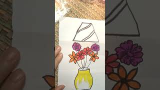 Surprise Folding Lamp  How to Draw Cute Floral Lamp  Drawing Painting Coloring for Kids shortfeed [upl. by Onurb143]