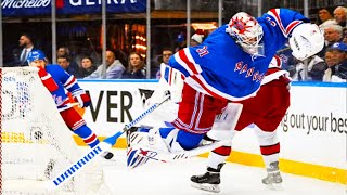 Andrei Svechnikov Hits Goalie Igor Shesterkin Fight Breaks Out  Rangers Hurricanes Round 2 Game 2 [upl. by Eicirtap]