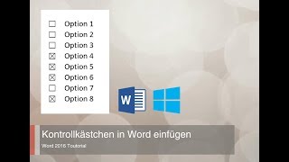 Kästchen zum Ankreuzen in Word einfügen  Kontrollkästchen in Word 2016 HD [upl. by Thanos]