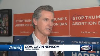 Newsom campaigns for Biden in New Hampshire [upl. by Eisus]