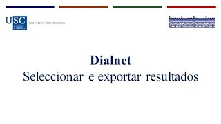 Dialnet 4  Seleccionar e Exportar Resultados [upl. by Woodson]