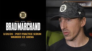 Brad Marchand speaks to the media about the Bruins coaching change [upl. by Curkell]