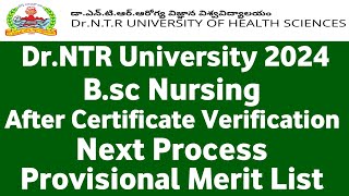 DrNTR University 2024 Bsc Nursing Provisional Merit List Details [upl. by Arte405]