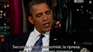 22092009 Late Show with David Letterman  Letterman intervista Obama 2 sub ita [upl. by Lammond]