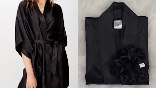 HOW TODIY Satin Robe Tutorial  Cutting and Sewing [upl. by Sivia652]