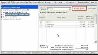 Lacerte Tax  Special Allocations for a Partnership Return [upl. by Dori721]