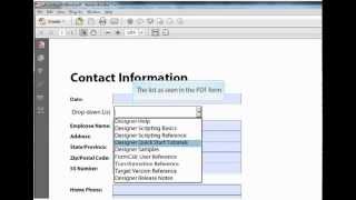 Adobe LiveCycle Designer Create dropdown list in PDF forms with data in MS Excel [upl. by Moir]