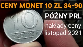 Ceny monet PRLu 10 złotych 1984 1985 do 1990 notowania na aukcjach Listopad 2021 Numizmatyka [upl. by Ranit]