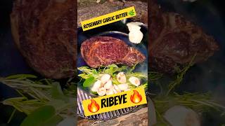 Ribeye Steak with Rosemary Garlic Butter food ribeye meat steak bbq nature camping beef [upl. by Llenaej]