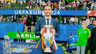 Giorgio Chiellini CARRIES Euro 2024 Trophy TO STADIUM VS England vs Spain Giorgio Chiellini TROPHY [upl. by Dnalra683]