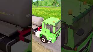 Double Flatbed Trailer Truck vs Speed bumps  Train vs Cars  Tractor vs Train  BeamNG Drive 001 [upl. by Ahseuqal569]