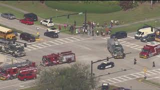 Person being taken out on stretcher at scene of school shooting  Parkland Florida [upl. by Nilyaj281]