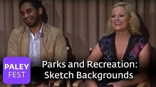 Parks and Recreation  Amy Poehler Aziz Ansari on Sketch Backgrounds Paley Center Interview [upl. by Remark553]