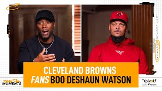 Cleveland Browns fans boo DeShaun Watson carted off the phone  The Pivot Podcast Clips [upl. by Sahcnip]