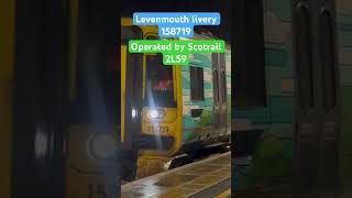 Scotrail class 158719 Levenmouth rail link livery departs Carnoustie [upl. by Lorimer996]