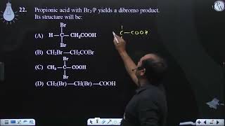 Propionic acid with Br2P yields a dibromo product Its structure will be [upl. by Kreit413]