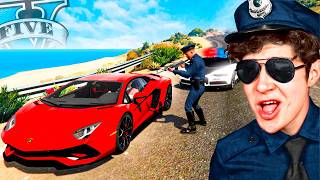 ROBANDO SUPER AUTOS como POLICÍA FALSO en GTA 5 🚘👮‍♂️ Mods [upl. by Anuqahs845]