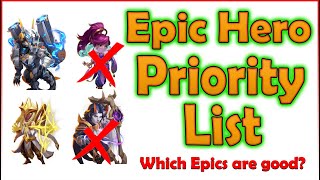 Priority List for All Epic Heroes  Which Epic Heroes are Good  LowMidrange Might Castle Clash [upl. by Zuleika]