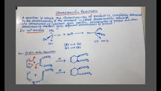 Stereospecific Reactions [upl. by Salhcin118]