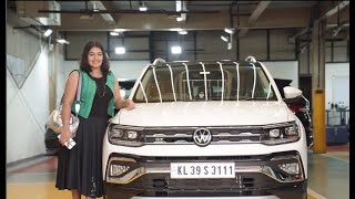 Grace Antony with her White Volkswagen Taigun at Schimmer Kochi [upl. by Eelatsyrc]