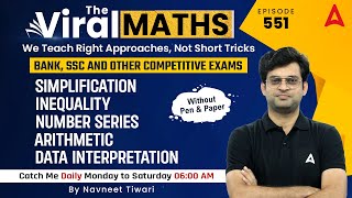 Bank Exams  Simplification  Number Series  Inequality  Arithmetic amp DI By Navneet Tiwari [upl. by Jodi]