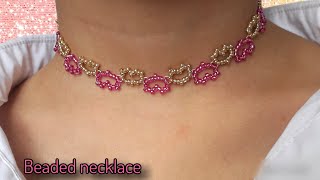 Beaded Heart Necklace Tutorial Seed Bead Heart Necklace Beads Choker [upl. by Ahseka]