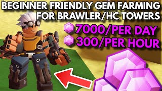 2 TOWERS REQUIRED SOLO HC FARMING FOR GEMS  GET BRAWLERENGIACCEL FAST  ROBLOX TDS [upl. by Gabbert]