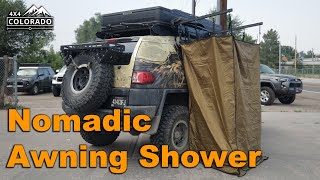 How to install amp use Nomadic Awning Shower  4x4 Colorado [upl. by Einahpad]