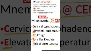 Centor Criteria for Streptococcal Pharyngitis  Mnemonic streptococcus centorcriteria shorts [upl. by Yrocej]