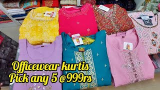 Bangalore office wear kurties pick any 5 kurties 999rs courier available the girls collection [upl. by Rambert]