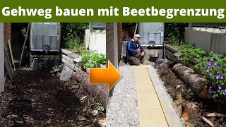 Gartenweg mit Beetbegrenzung selber bauen  Splittbett abziehen  Gehwegplatten verlegen [upl. by Ericka]