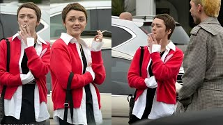 Maisie Williams Puffs on a Cigarette Enjoyed a Day out with Friends she Goes Shopping in LA [upl. by Nylhtiak]